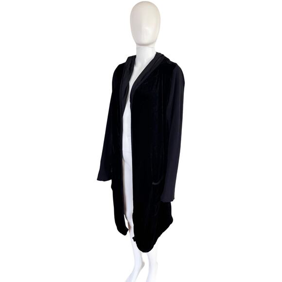 JOHNNY WAS PETE & GRETA BLACK VELVET HOODED CARDIGAN DUSTER - Picture 4 of 8
